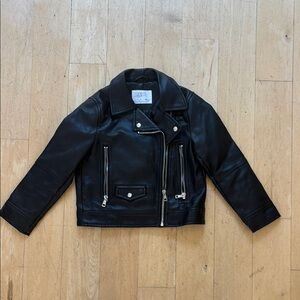Zara black pleather moto jacket with silver zippers